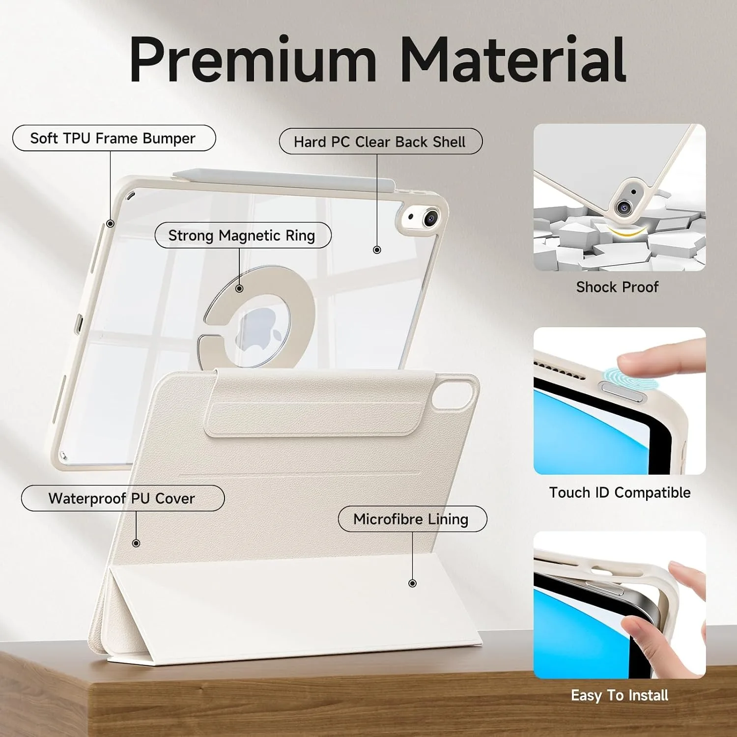 RBP for iPad A16 11/10th Gen Air 11 4/5/6/7/8 Pro 11 12.9 13 Detachable Y-Shaped Folding Case,iPad 10.2 Mini 67 Rotate 360° Cove
