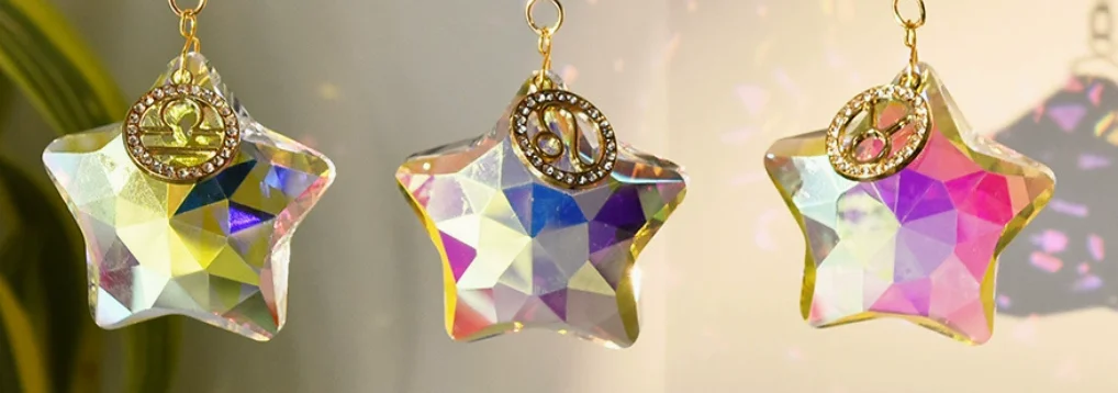 1pc Constellation Crystal Sun Catcher Prism Window Star Hanging  Clear Hanging Crystal for Balcony, Chandelier, Garden Decor