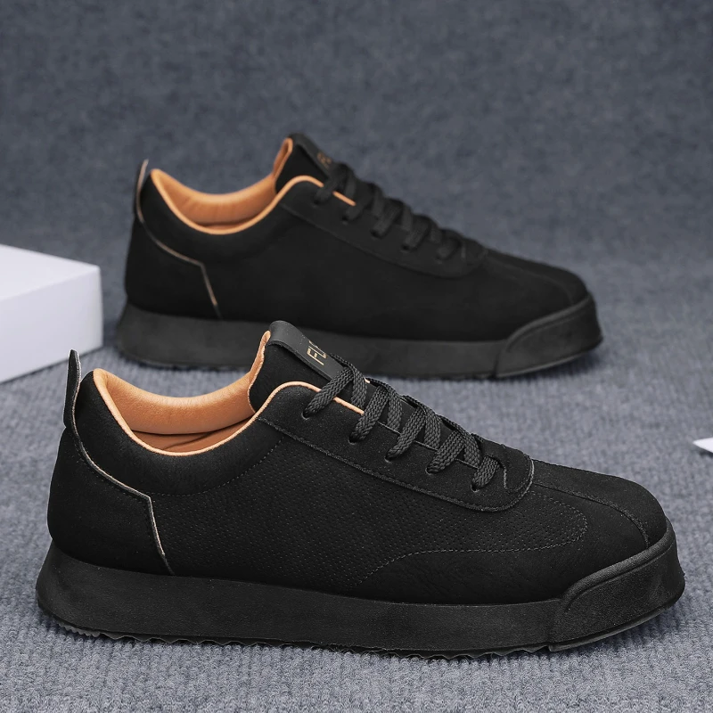 Sneakers Casual Men Designer Retro Board Shoes Fashion Leather Fabric Breathable Height Increased Platform Shoes Plus Size 45 46