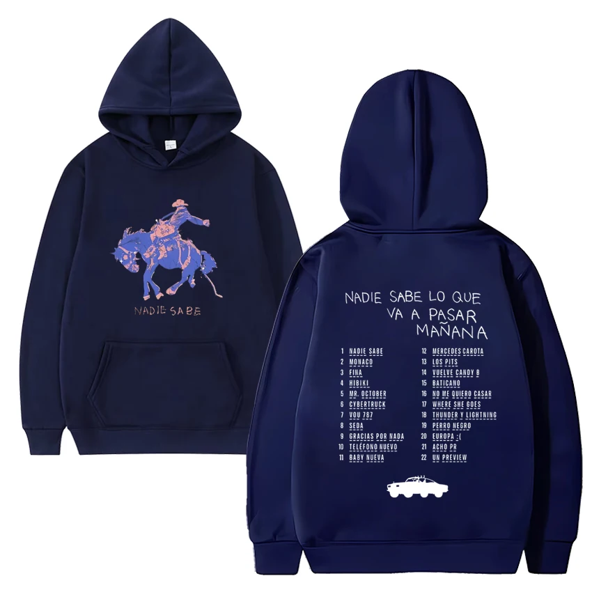 Sweat à capuche imprimé Bad Bunny pour hommes et femmes, pulls à manches longues, sweat-shirt vintage, sweat-shirt décontracté unisexe, Smile, Most Wanted Tour, 2024 Nouveau