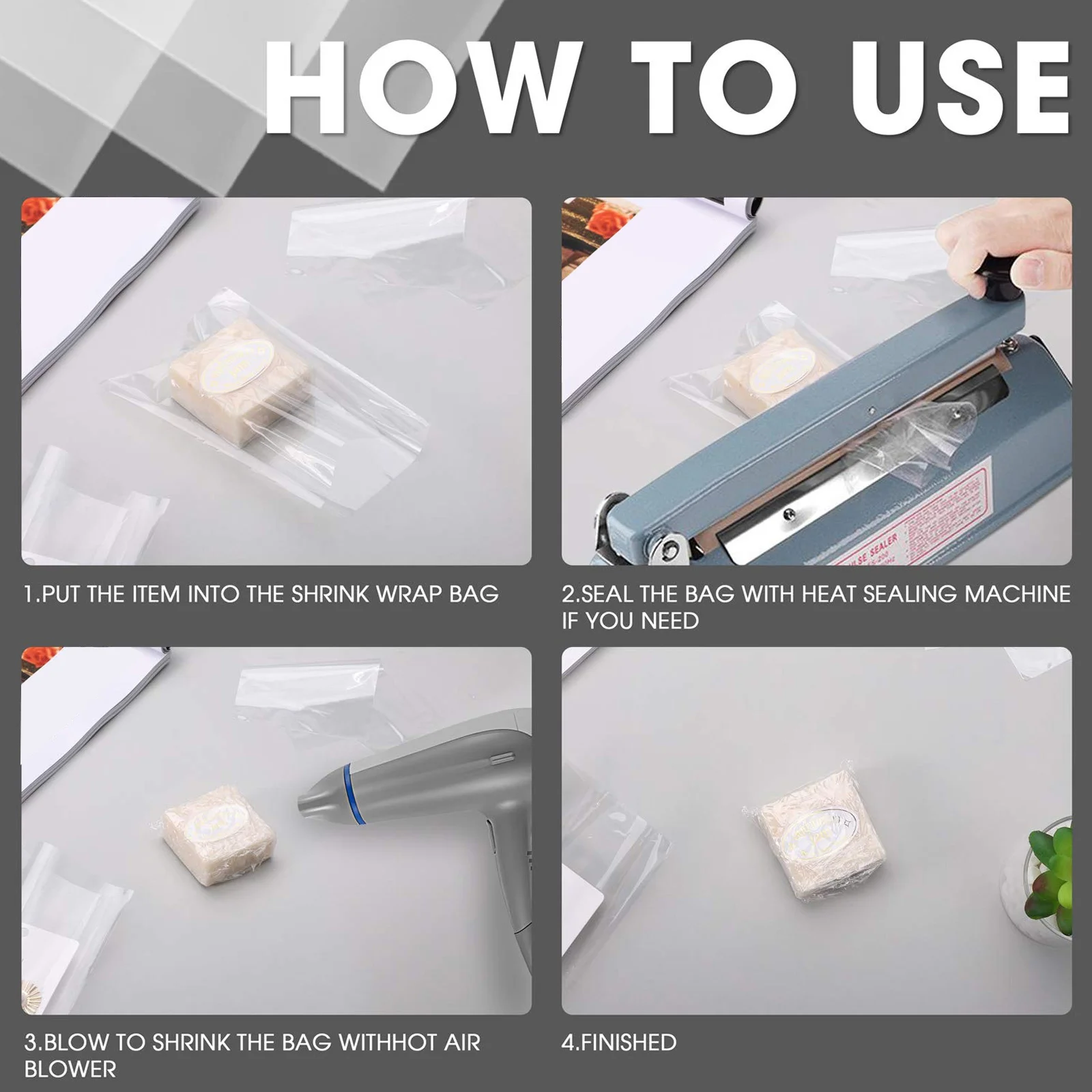 

500Pcs PVC Heat Shrink Film Clear Shrinkable Wrap Tubing Fast Shrink for Cable Insulation Wiring Harness Protection