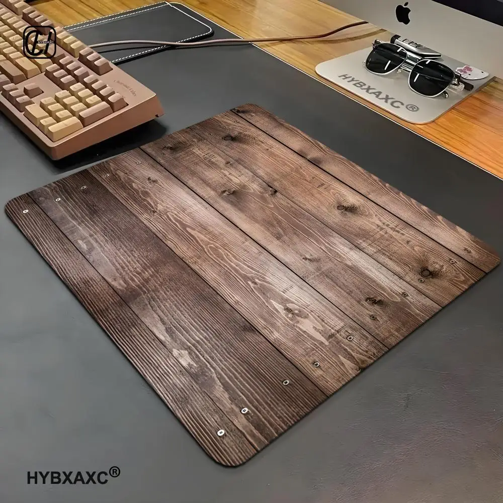 HYBXAXC Brown Wood Grain Mouse Pad Rubber MousePad 22X18CM Desk Mat for Computer Gamer Keyboard Table Cushion Gaming Accessories