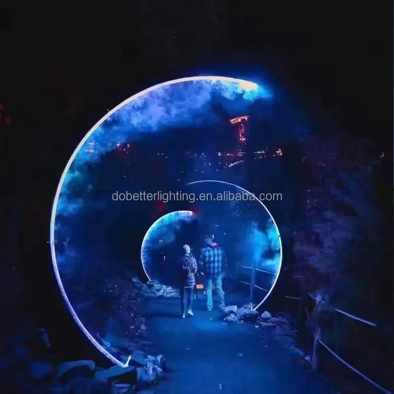 

Smart Led Outdoor Decorated Water Fog Moon /arch /round Shape Mist Tunnel Arch 3D Motif Lights