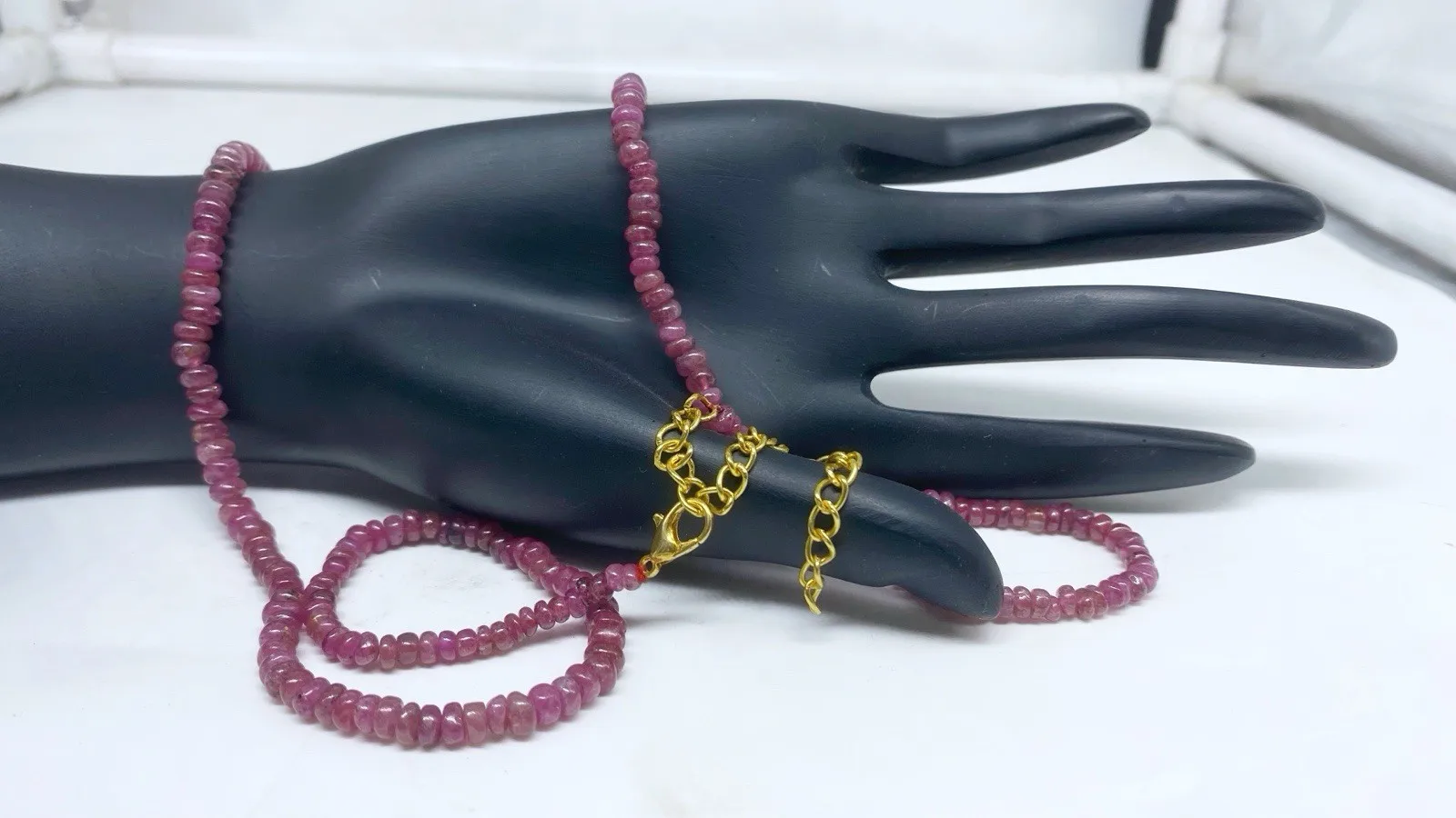 

Natural Ruby Necklace 2-4mm Round Smooth Beads Handmade Gemstone Jewelry