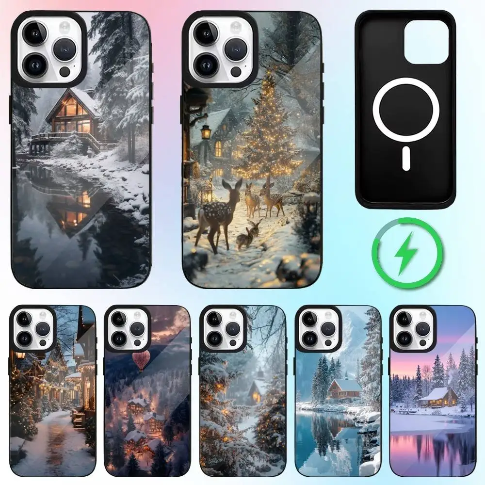 

Beautiful Winter Snow Phone Case For iPhone17,16,15,14,13,12,11 Plus,Pro Max Magnetic Magsafe Wireless Charging