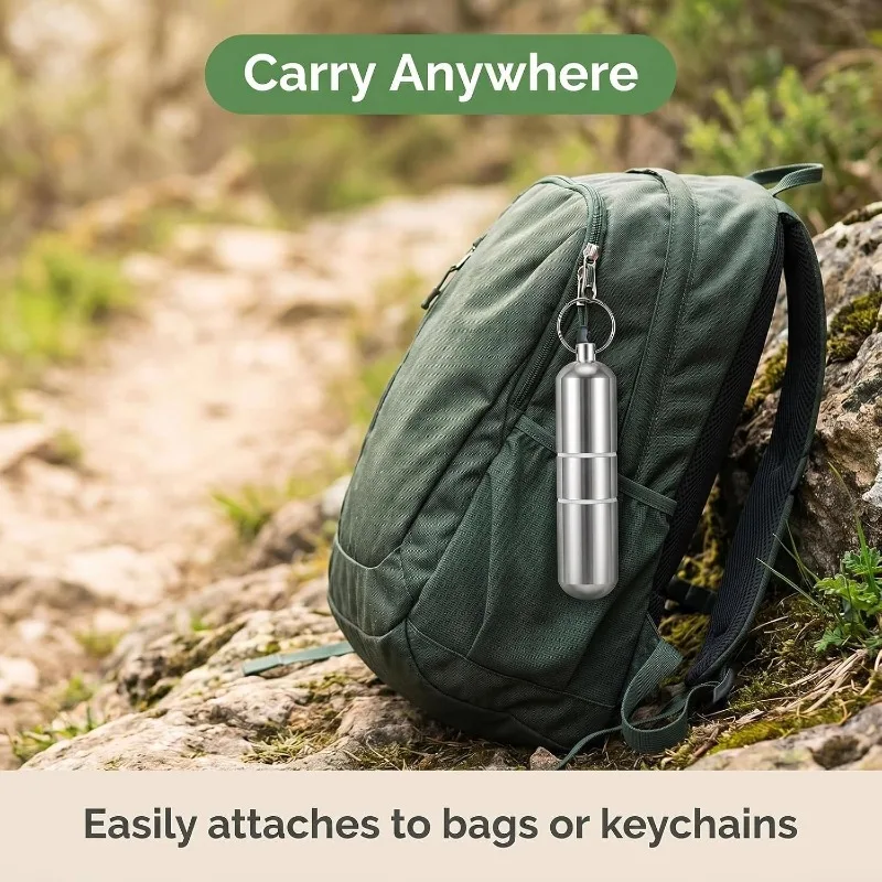 Waterproof Aluminum Pill Box Case Bottle Cache Drug Holder for Traveling Camping Container Keychain Medicine Box Health Care - view 4