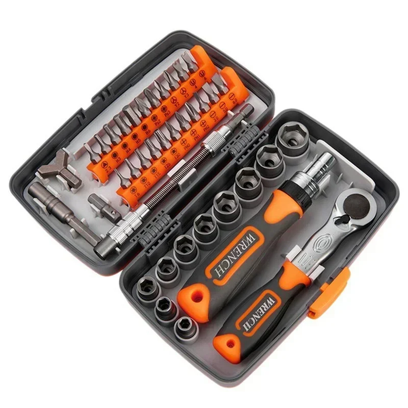 38 in 1 Multifunctional Ratchet Labor-saving Tool Screwdriver Drill Bit Set Portable Hardware Repair Accessories Socket Wrench