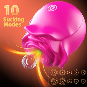 1 Buah 10 Frekuensi Mainan Vibrator Mawar Pengisap Kuat Wanita untuk Wanita Stimulator Vakum Pengisap Klitoris Puting Susu Oral Mainan Seks Wanita 8 mainan seks penjualan terbaik rose - №