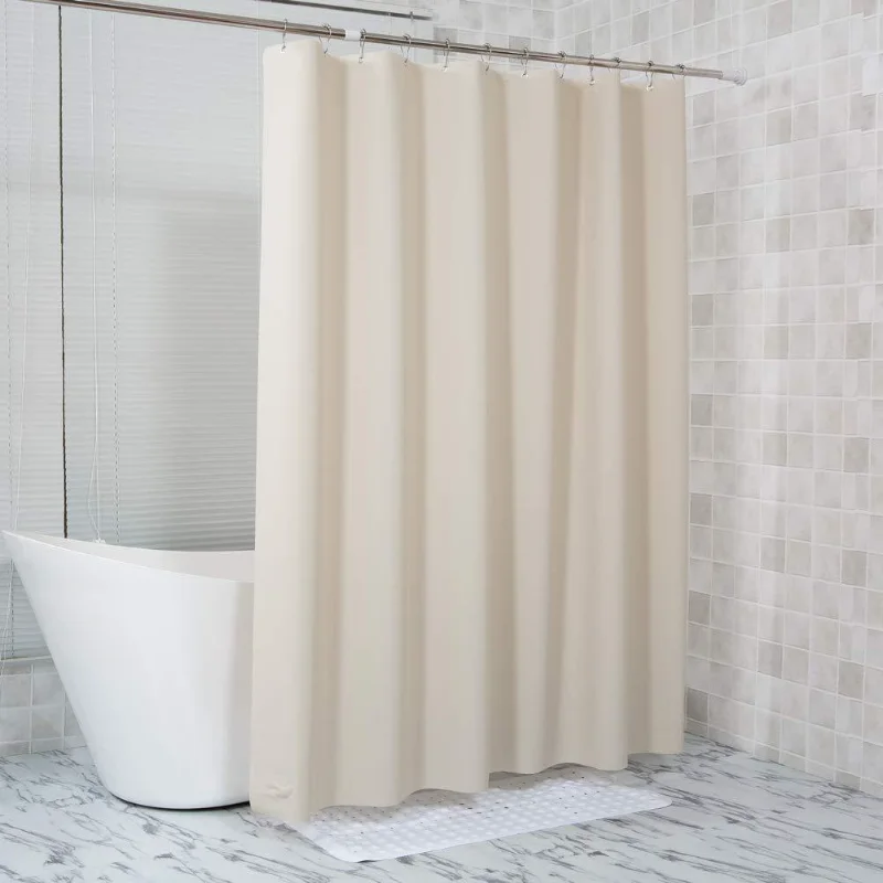 Jednokolorowa wodoodporny prysznic zasłony z haczykami biała przezroczysta tkanina poliestrowa Home Bath zasłona do łazienki Buthub Cover