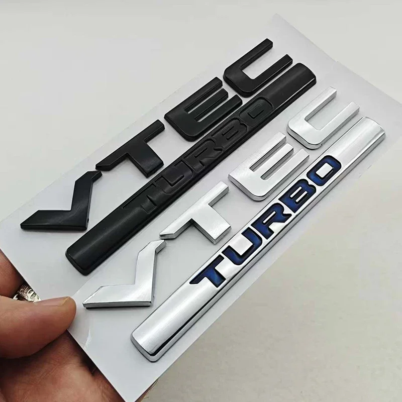 

3D ABS Chrome Black Logo VTEC TURBO Badge Car Rear Trunk Sticker Emblem Decal Badge For Honda Civic Accord CRV Auto Accessories