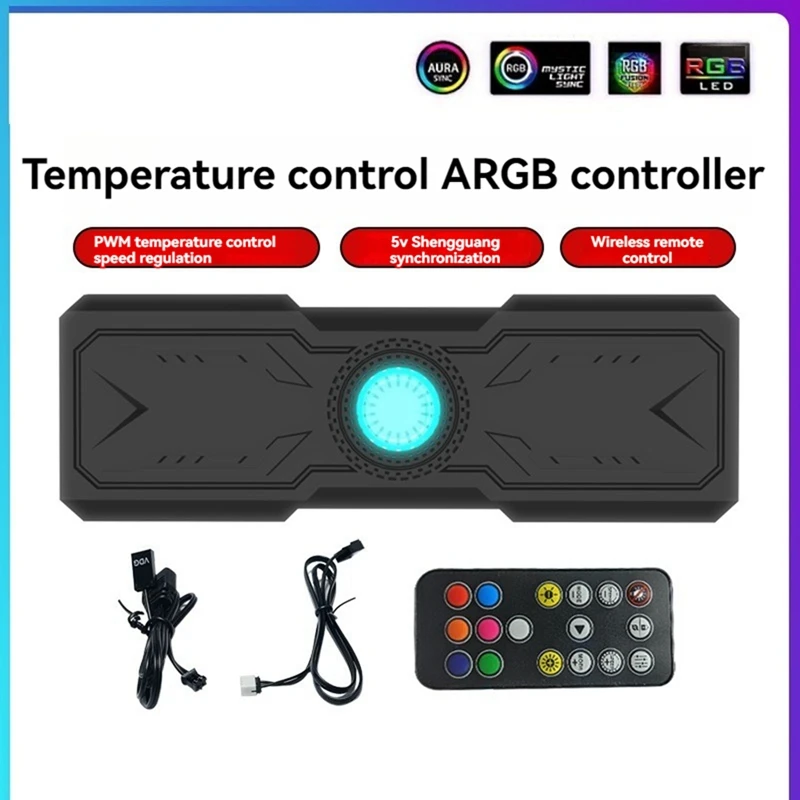 VENTILADOR DE ORDENADOR DE 4 pines, PWM, 5V, 3 pines, ARGB, 9 en 1, Hub, RGB, divisor de luz, Control remoto, sincronización de placa base, modo Dual