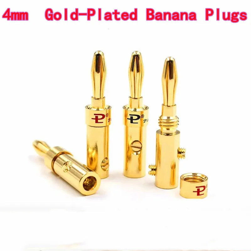 10PCS 4mm Pure Copper Gold-Plated Banana Plugs Solder-Free for Hi-Fi Speakers Power Amplifiers Terminal Blocks and Audio Cables