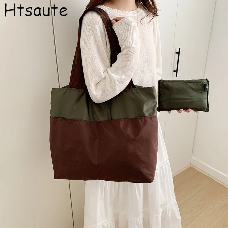 Shopping Bags Large Capacity Grocery Totes With Zipper Washable Reusable Simple Handbag Outdoor Heavy Duty New Fashion Bag