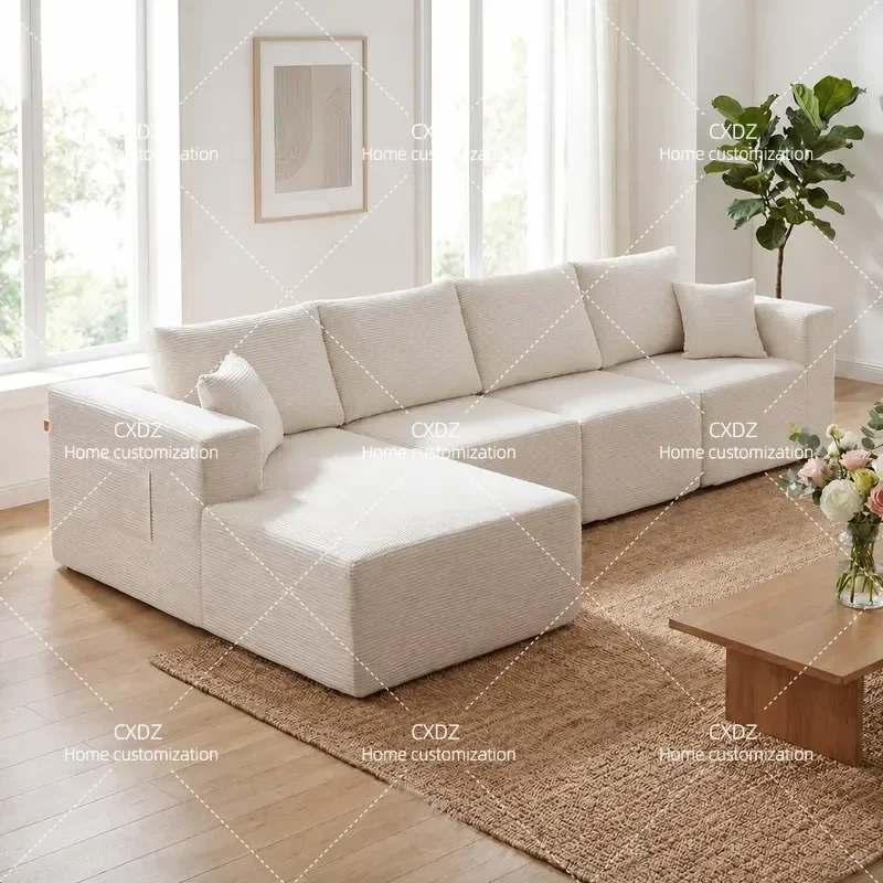 Compression Fabric Sofa Corduroy Memory Foam Couch for Small Apartment Living Room Space Saving Modern Seating Furniture