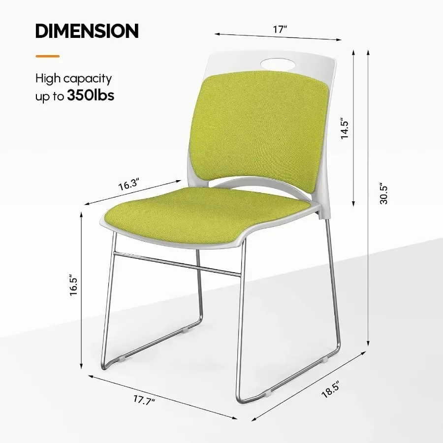 Stackable Plastic Mesh Padded Chairs for Office Set of 4
