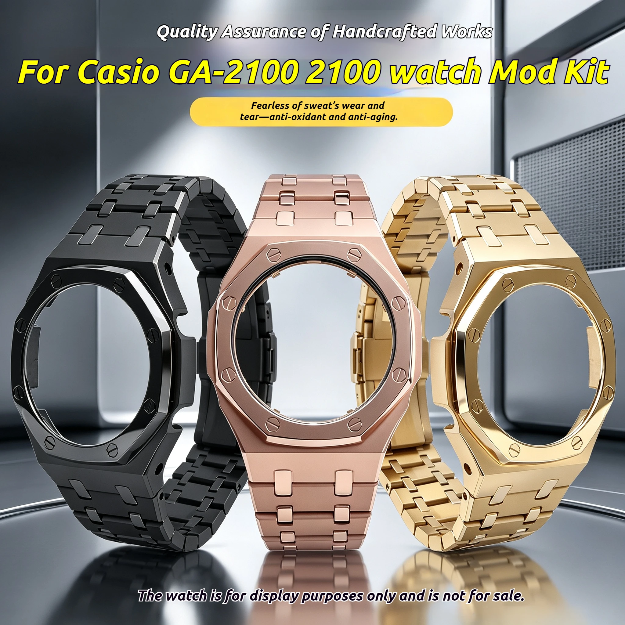 GA2100 304 Stainless Steel Mod Kit For Casio GA-2100 GA2110 GA-B2100 Modifid Bright Sand Case GAB2100 Metal Bracelet Watch Band