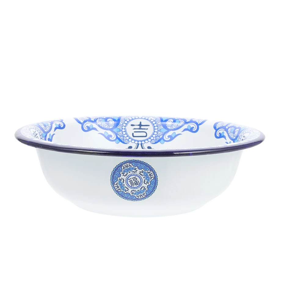 

Enamel Basin Bowl Large Enamelware Salad Bowls Storage Vintage Porcelain Retro Round Serving