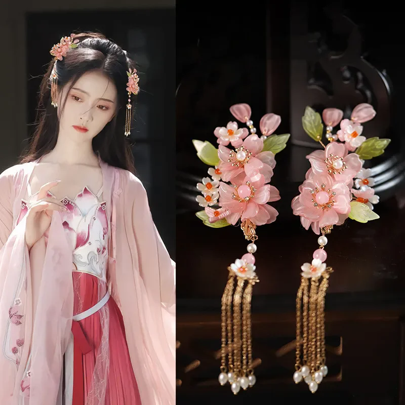Chinese Hanfu Hair Accessories Set Vintage Wedding Headpiece For Women Long Tassel Pearl Hair Clip Classic Hanfu Hair Jewelry