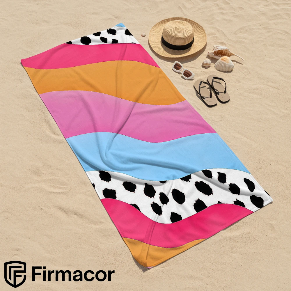 Wave Cow Print Abstract Microfiber Beach Towel Quick Dry Sand Free Oversized Soft Absorbent Bath Towel for Swimming Pool Travel