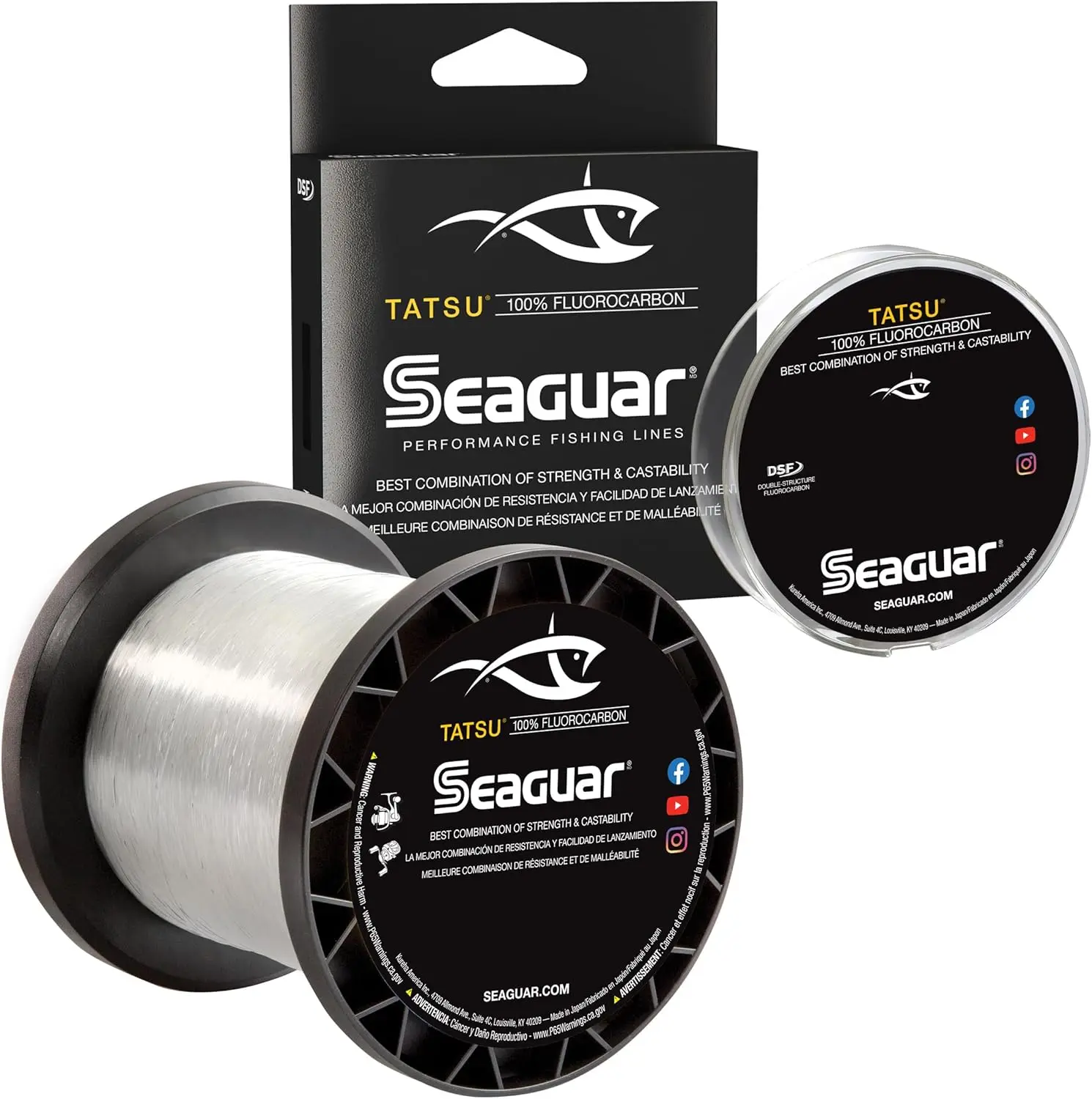 

100% Fluorocarbon Fishing Line for Casting & Live Bait, Clear, Multiple Sizes