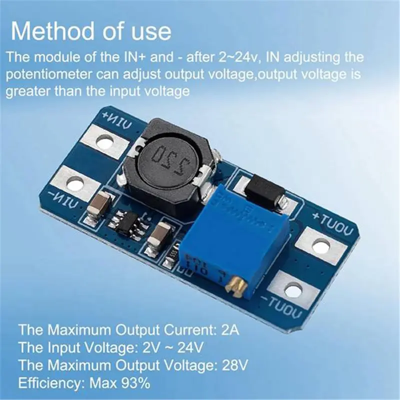 AA81-Adjustable 2A DC-DC Boost Converter, 20 PCS Module Voltage Regulator Board,Input 2V- 24V Output 5V- 28V