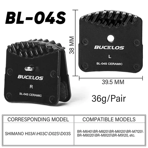 Imagen 2 del producto Pastillas de freno de disco de cerámica BUCKLOS para bicicleta, pastilla de freno hidráulico MTB para Shimano H03A D03S, pastillas de freno de disco de bicicleta para M640 M820 M8120
