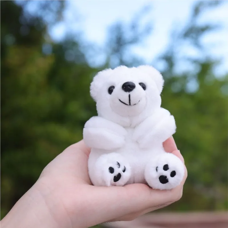 Bonito urso branco boneca de pelúcia brinquedo chaveiro pingente dos desenhos animados animal gordo neve urso polar carro chaveiro saco pingente amantes presentes femininos