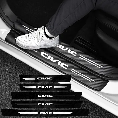 High-quality Carbon Fiber Car Door Sill Protector Sticker For Honda Civci FIT CRV Accord Jazz HRV Stepwgn Prelude Insight Vezel