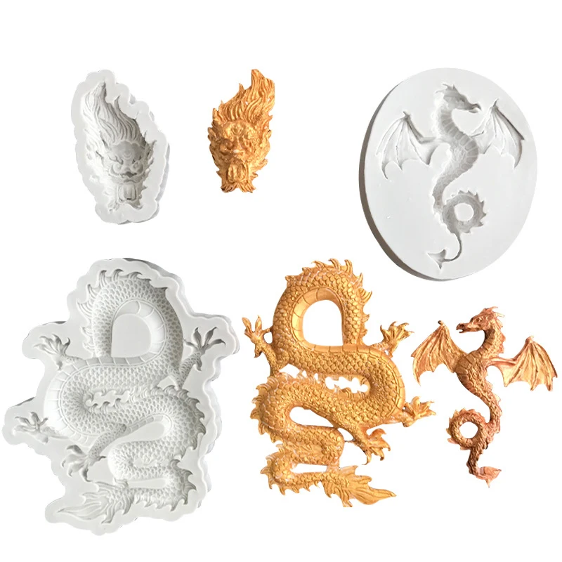 3D Dragon Relief Pattern Silicone Mold Fondant Candle Resin Aroma Stone Ornaments Mould foremka do mydła do dekoracji ciast Cupcake