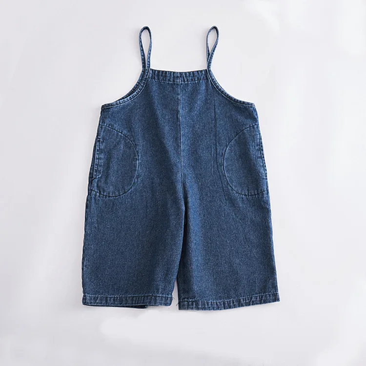 3-9 years old spring baby Korean version denim suspenders kids 23 new men's and women's pants net red denim suspenders