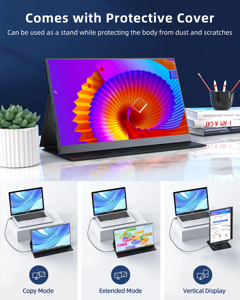 UPERFECT Portable Monitor 2K 17.3 Inch QHD FreeSync HDR IPS 99%sRGB Lightweight Eye Care Computer Display With Type-C Mini HDMI