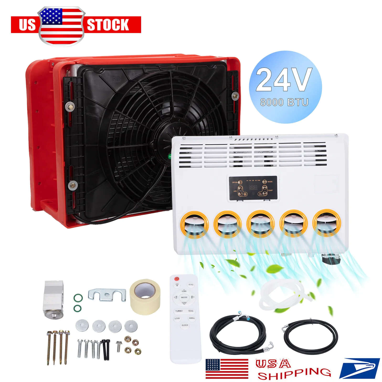 Electric 24V 11000 BTU Air Conditioner Split A/C For Semi Trucks Bus RV Caravan
