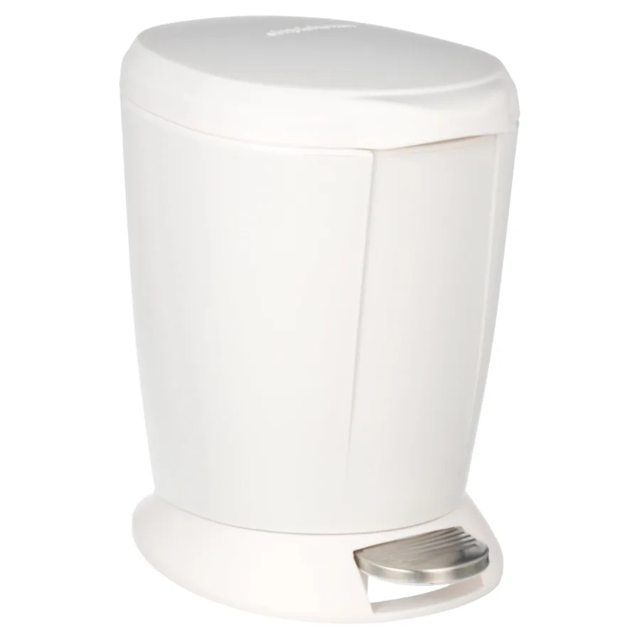 

6 Liter 1.6 gal Plastic Compact Round Bathroom Step Trash Can White