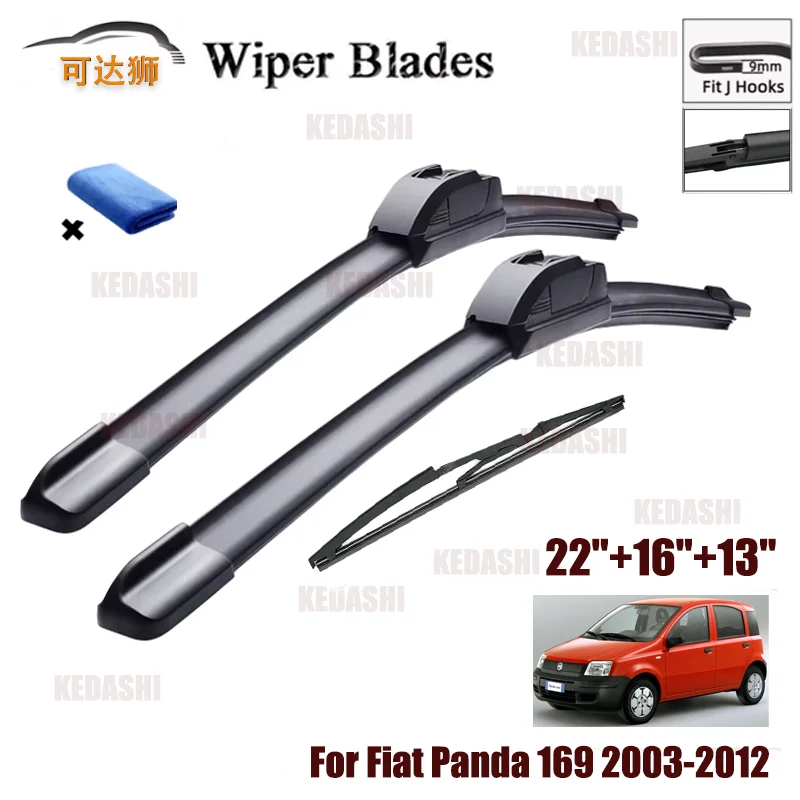 

Car Wiper Front Rear Wiper Blades Set Kit For FIAT Panda 169 Hatchback 2003 2010 Windshield Windscreen Window Wiper 22"+16"+13"