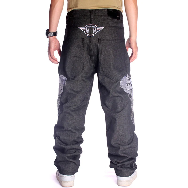 Men's hip hop jeans for man Loose plus large size streetwear baggy denim pants Skull hiphop long trousers