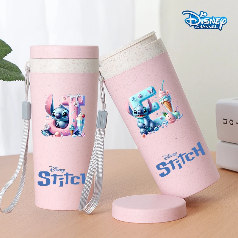 

Stitch Portable Water Bottle Disney Anime Creative Cute Leak-proof Plastic Drinking Bottle Milk Coffee Tea Juice Cup Drinkware