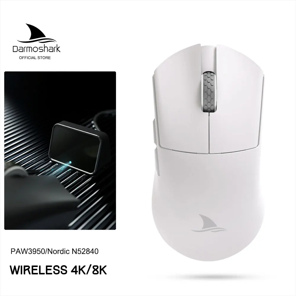 Darmoshark Gaming Macro Mouse M3 Pro Max 4K/8K Wireless Bluetooth Tri-Mode PAW3950 Nordic 52840 30K DPI Lightweight Game Mice