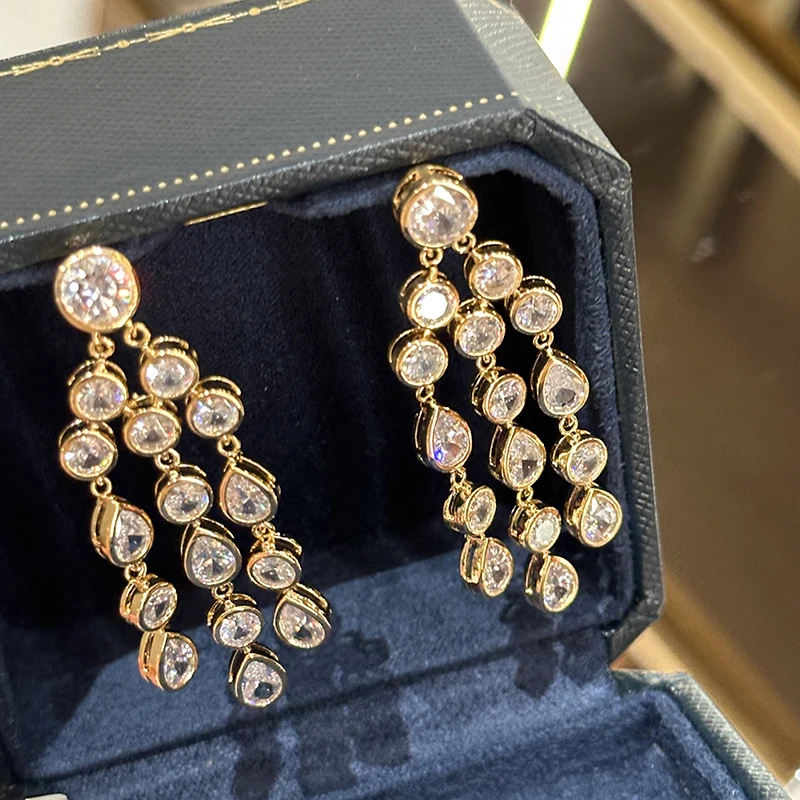 Baroque court vintage exaggerated round drop tassel luxury elegant earrings for women