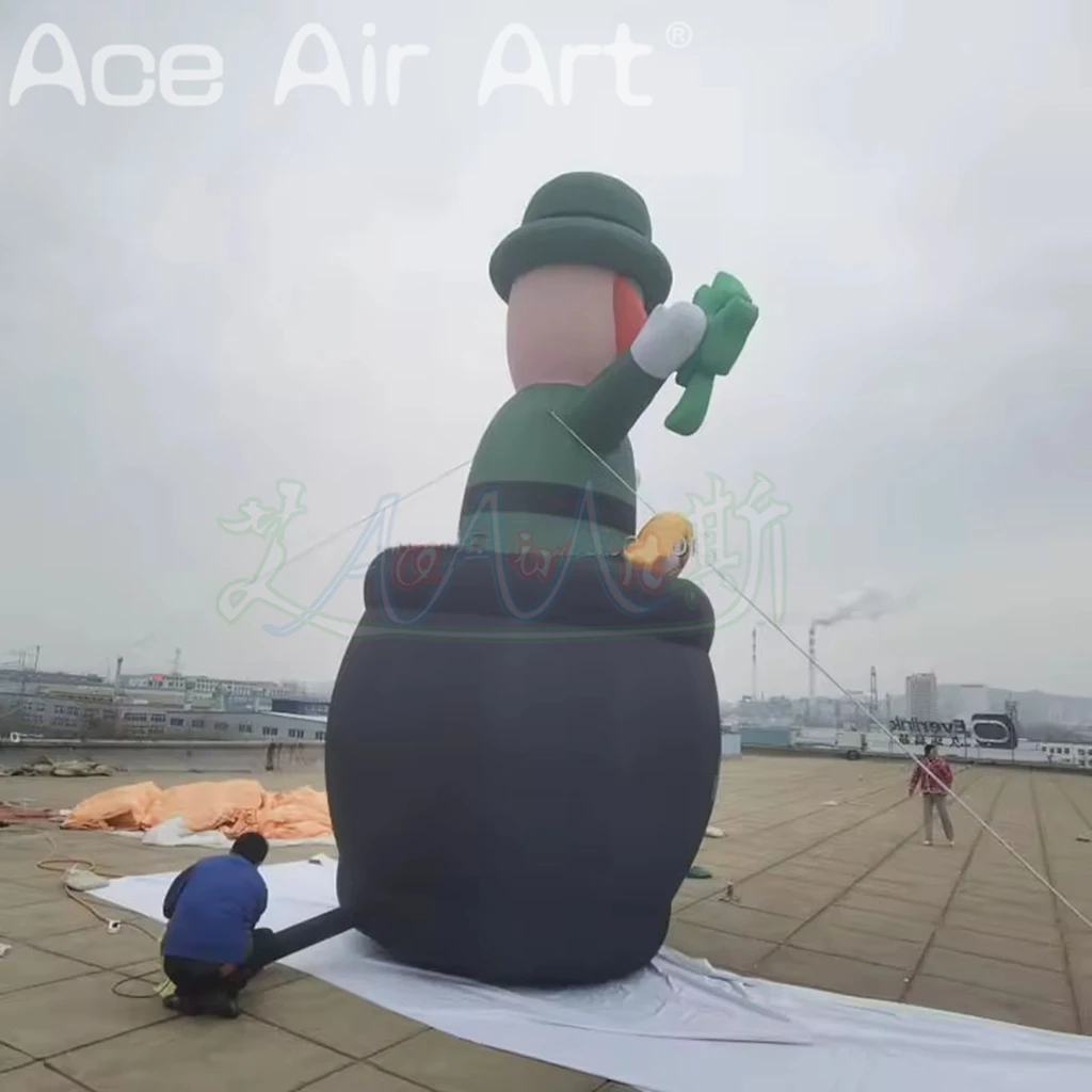 Mascota del Día de San Patricio, modelo de leprechaun inflable verde, decoración para eventos y fiestas al aire libre