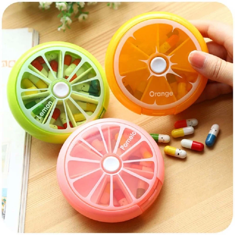 Weekly Rotating Pill Box Case Splitter Tablet Storage Organizer Medicine 7 Day Pill Container For Travel