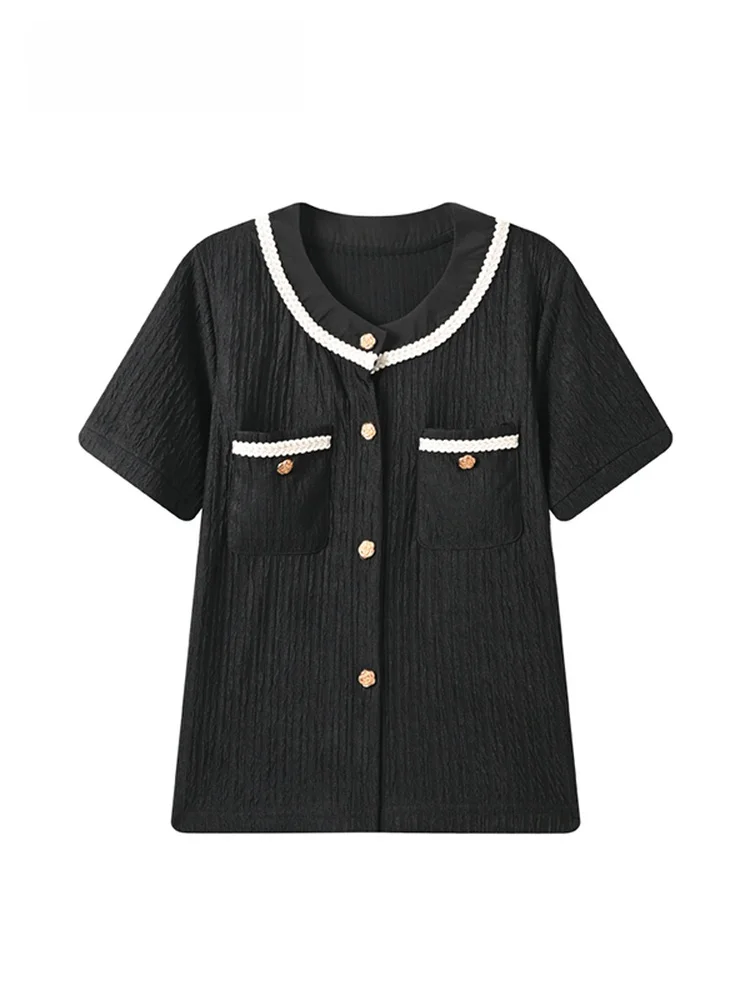 

Slimming Fashionable Short Sleeve T-Shirt Women's Summer New Style plus Size Cara CLUB Perfume Wind Top Quality Polyester Fiber