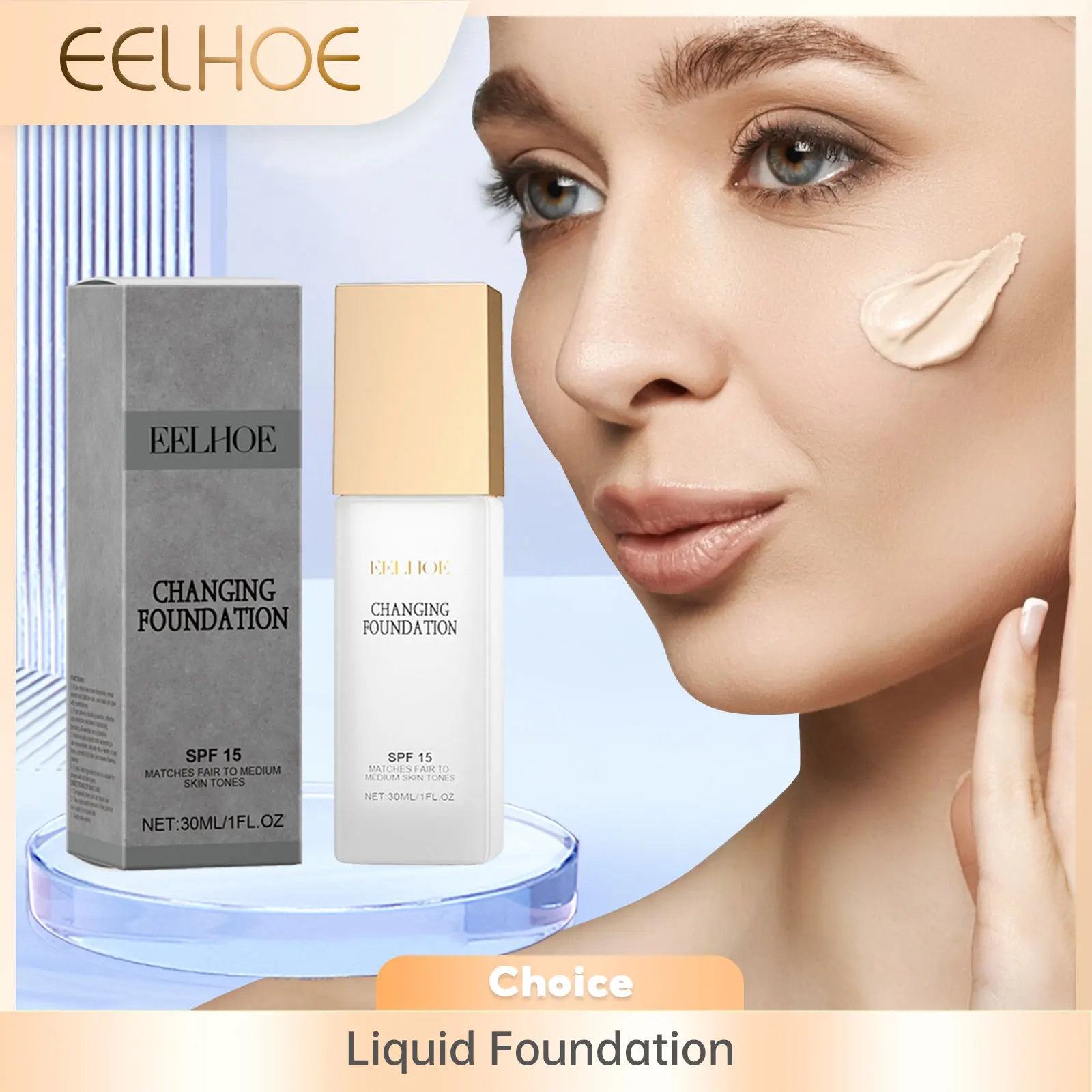 EELHOE Color Changing Foundation Liquid Waterproof Contour Concealer Soft Matte Long Lasting Hydrating Foundation Base Cosmetics