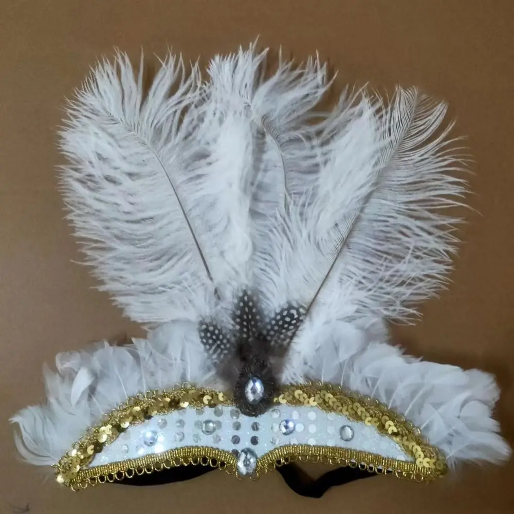 

Exquisite Colorful Feather Headpiece Vintage Elegant Masquerade Hair Band Hair Hoop Glitter Stage Performance Hair Accessories