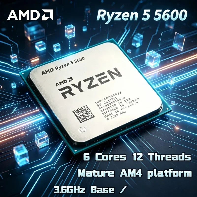 B450 B550 X570 Motherboard Compatible CPU AMD Ryzen 5 5600 6C12T 3.5GHz 65W Desktop Gaming Processor Without Cooler