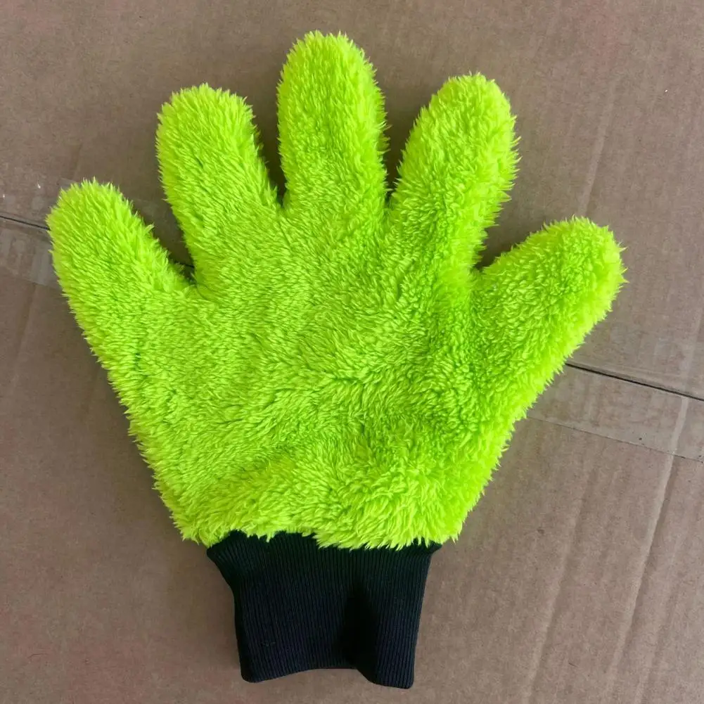 Car Paint Safe Wash Mitt Double-Sided Thick Plush Car Wash Mitt Soft 5-Finger Scratch-Free Glove for Foam Cleaning Waterproof Wr