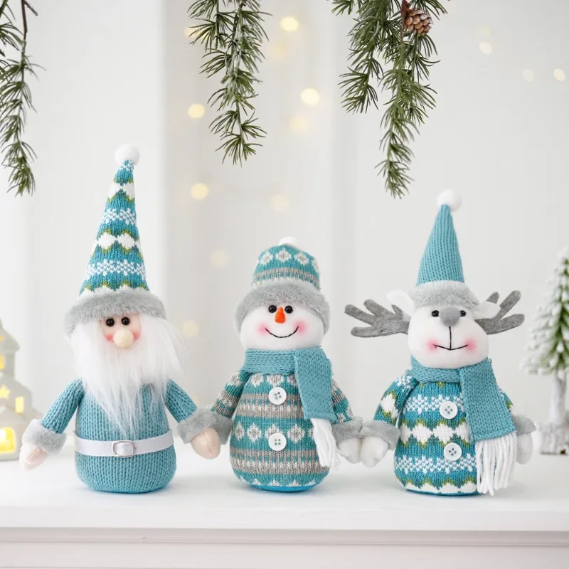 

Рождественская плюшевая игрушка синий Санта-Снеговик олень милая тканевая кукла украшение для рабочего стола