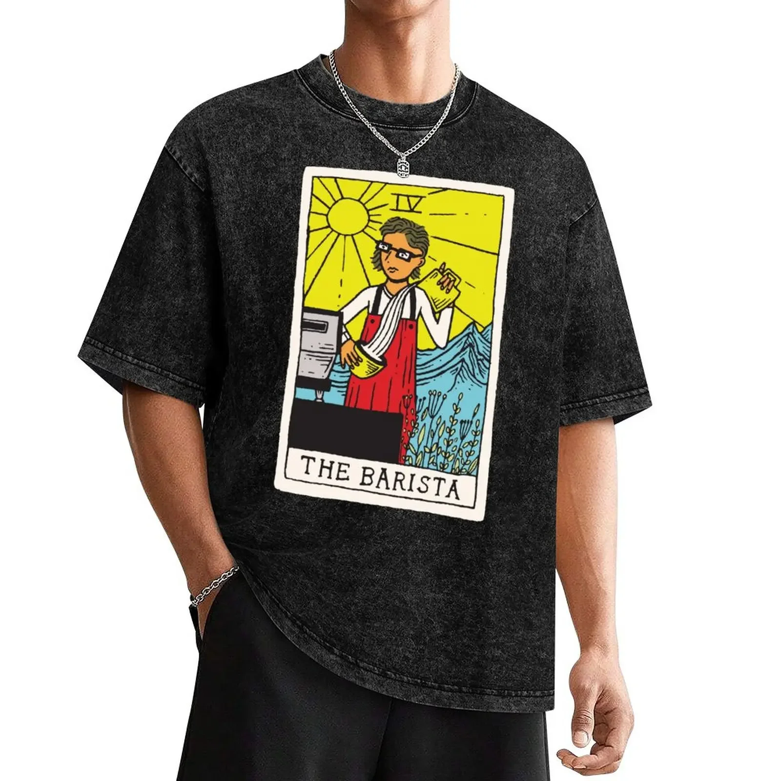 The Barista Tarot Card T-Shirt basketball graphic tees Short sleeve tee custom shirt cute clothes plain t shirts men