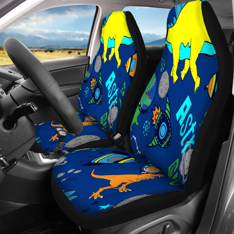 2pcs Car Seat Covers For Front Seats Only Auto Interior Decor Dinosaur Adventure Car Seat Covers Breathable Vehicle Cushion Cove