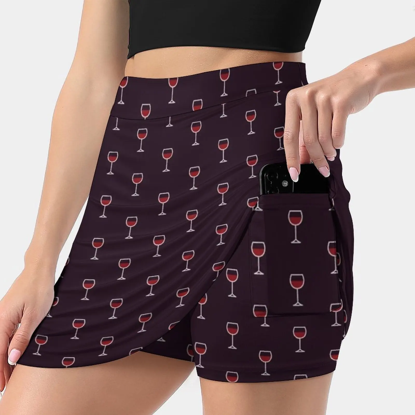 

Wine-Icon Prints : Drinks Series Women's skirt Sport Skort Skirt With Pocket Fashion Korean Style Skirt 4Xl Skirts Wine Icon