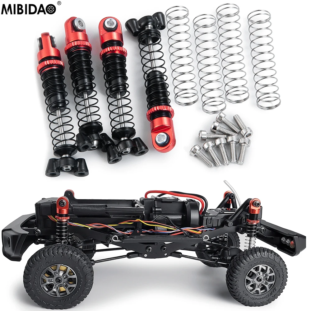 MIBIDAO 4Pcs Metal Shock Absorber Front & Rear Damper For Kyosho Mini-Z 4X4 1/18 Jimny 1/24 Jeep Wrangler Rubicon Hilux RC Car